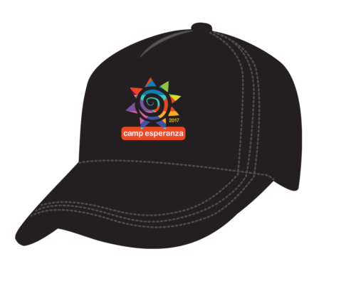 A black hat with the camp experience logo on it.