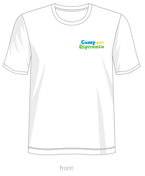 A white t-shirt with the words " come and experience ".
