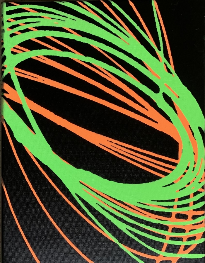 Neon Orange, Green on Black