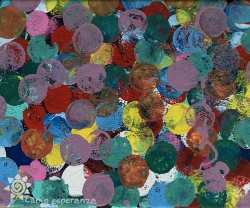 A painting of many different colored circles