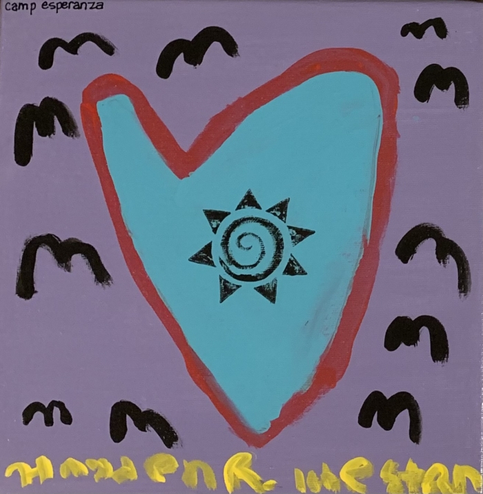 A painting of a heart with the words " hope for the stars ".