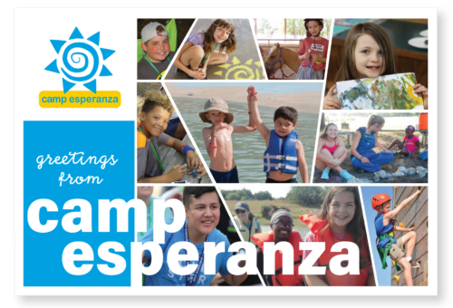 A collage of photos with the words camp esperanza in front.