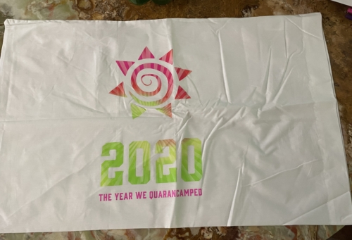 A bag that has been folded and is ready to be used.